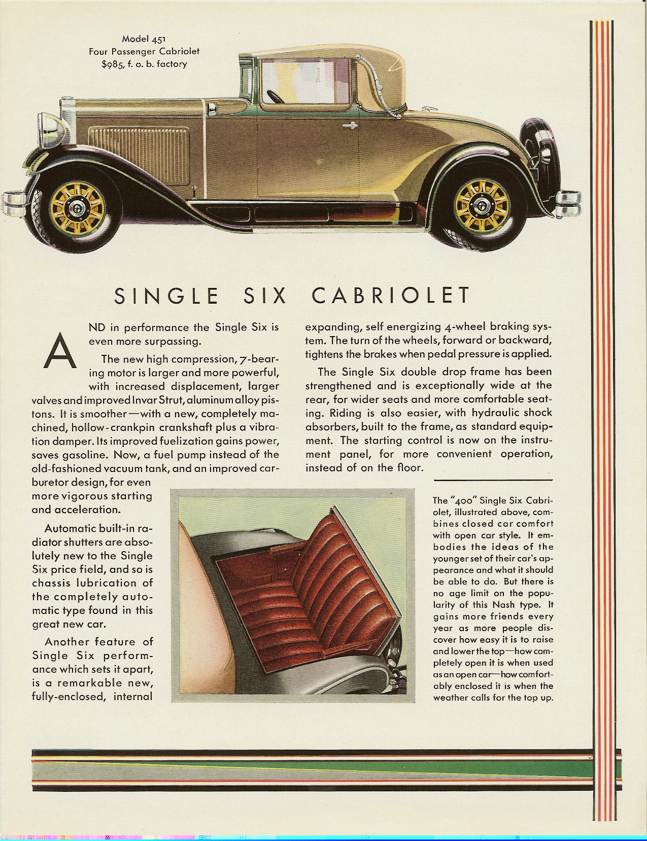 1930 Nash 400 Single Six Coupes Folder Page 2
